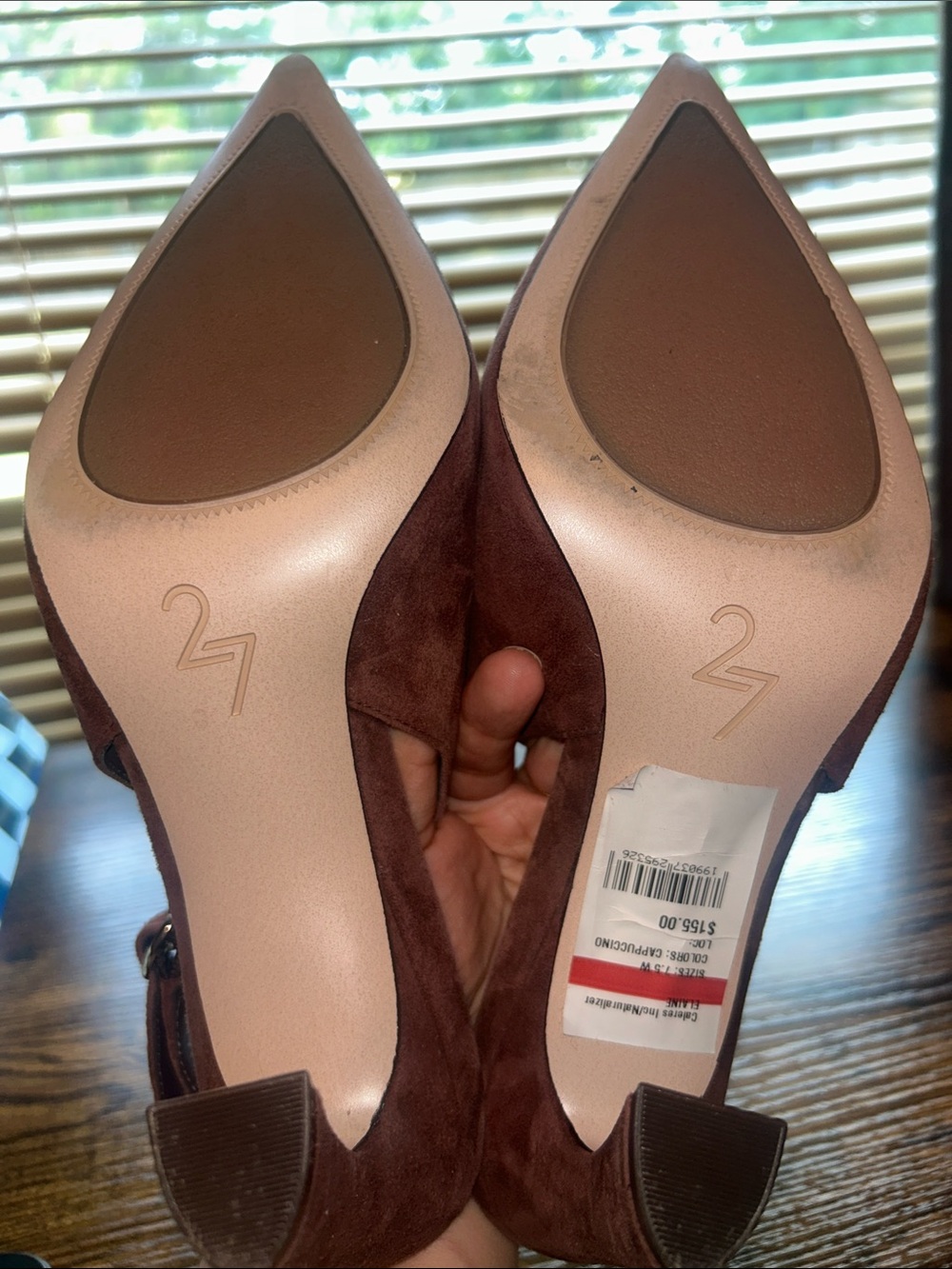 Neutralizer Pointed Toe Slingback Heels in Brown Suede - Picture 5 of 8